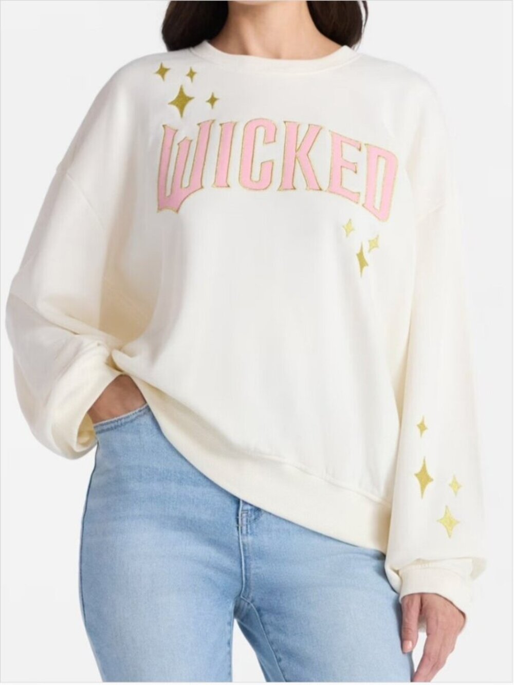 Wicked Sweatshirt White Pink Soft Fabric size XL